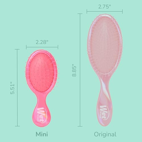 Wet Brush Mini Detangler Hair Brush for Gentle Knot Removal, Compact Travel Size, Soft Bristles for Pain-Free Detangling, Less Breakage, Works on All Hair Types, Limited Edition, Prismatic Glow Pink - Image 4