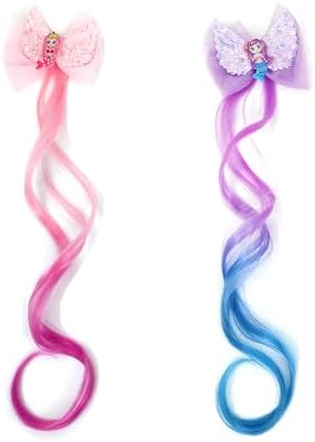 5- Colored Hair Clips For Girls Hair Extensions For Kids Glitter Cute Unicorn Bows For Toddler Kids Hair Accessories For Little Girls Ponytails Accessories (Pretty clips 5pcs) - Image 3