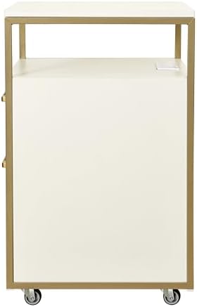 Techni Mobili Salon Storage Cabinet with Lock, 2 Drawer Organizer with USB Ports and Power Outlet, for Hair & Nail Supplies, Ideal for Professional Salons & Spas, White & Gold - Image 6