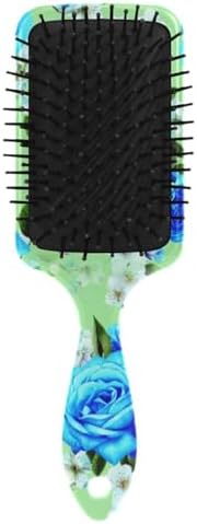 Blue Roses Green Hair Brush, Soft Bristles Detangling Brush - Detangler Hairbrush Glides Through Tangles For All Hair Types (Wet Dry & Damaged Hair) - Image 2