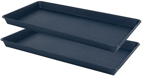 VUWEZ Rectangle Plant Tray, Plant Drip Tray, Plant Pot Saucers, Plant Germination Trays, Plant Saucers, 17.5'' x 10.6'' x 1.5'' (2 pack), Blue by VUWEZ