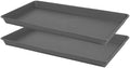 VUWEZ 2 Pack Plant Saucer Tray Rectangular, Plant Growing Nursery Trays, Heavy Sturdy Seed Starting Trays, Plant Starter Trays for Indoors No Holes, Seed Starter Growing Tray (17.5"x10.6", Gray) by VUWEZ