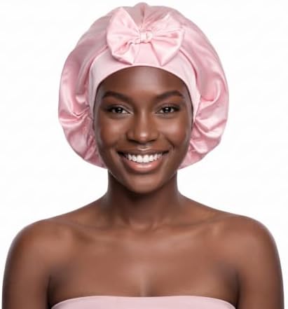 AWAYTR Satin Bonnet for Sleeping, Adjustable Bow Sleep Cap for Women by AWAYTR