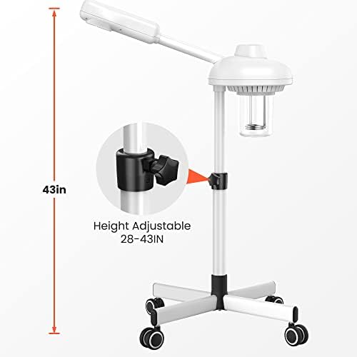TASALON Professional Facial Steamer on Wheels, Hot Ozone Face Steamer for Facial, Esthetician Steamer for Salon Beauty and Spa, Mist Face Steamer for Facial Deep Cleaning Skin Care Equipment- White - Image 4