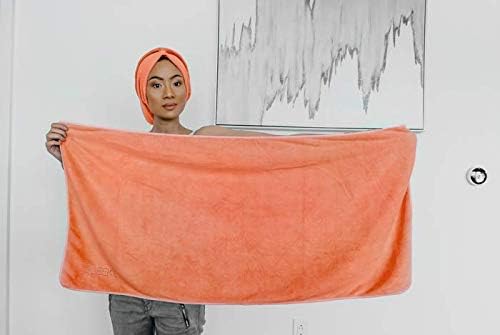 Sleek'e Sleeke Microfiber Hair Drying Towel - Coral, Quick Drying Hair Towel, Reduces frizz, Super Absorbent - Image 3