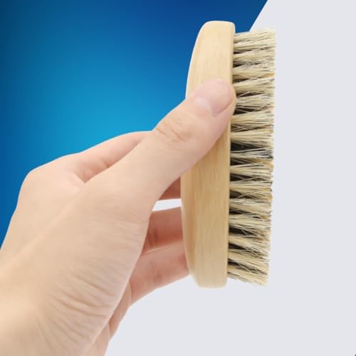 Beard Brush for Men, Natural Boar Bristles, Black Oval Wave Brush, Warp Resistant Wood Handle, for Fuller Thicker Hair, Beard & Mustache Growth, Exfoliation (Maize) - Image 5