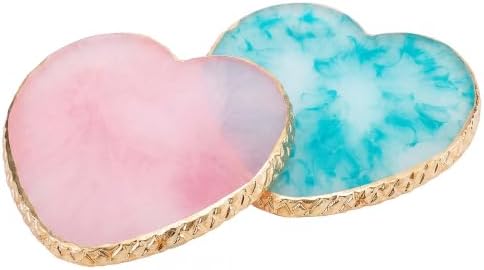 2 Pcs Resin Nail Art Palette Set, Pink, Gold Edge by Pengxiaomei