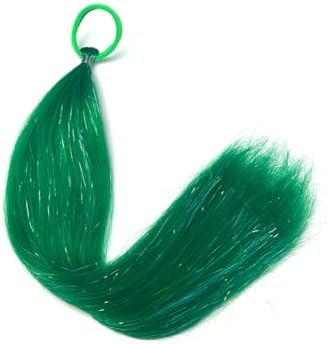Dark Green Ponytail Extensions, Tinsel Hair Extensions for Women Girls Hair Accessories with Rubber Band Ponytail Hair Pieces Party Halloween Festival Wacky Hair Extension 2pcs/lot - Image 4