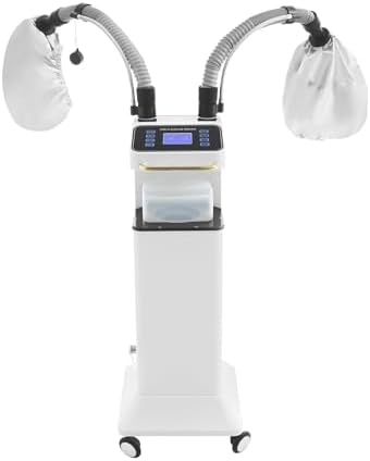 800W Nano Hooded Hair Steamer, Professional Micro Mist Hair Care Steamer with 2 Steam Caps, Salon Hair Deep Conditioning Machine with Adjustable TEM 33.8-167℉ & Timer for Home Salon SPA Use (White) - Image 6