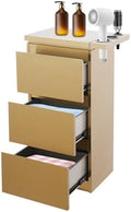 3-Drawer Barber Storage Cabinet - 201 Stainless Steel Hairdressing Tool Organizer with Hair Dryer Holder (17.9x11.8x32.7in) for Salon/Bathroom/Home (Gold) by kunghei