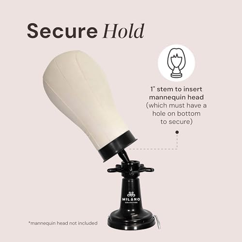 MILANO COLLECTION Deluxe Premium Suction Table Stand - Black for Wig and Mannequin Head - Image 4