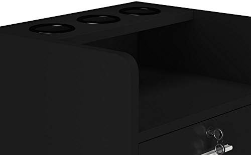 Salon Wood Rolling Drawer Cabinet Salon Trolley Spa 3-layer Cabinet Equipment with A Lock Hair Dryer Holder Stylist Equipment Drawer Hairdressing Cabinet Storage Station (Black) - Image 4
