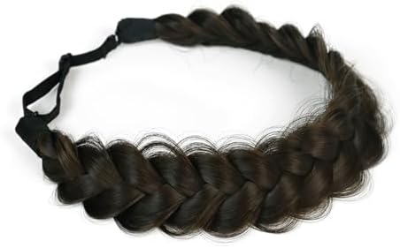 Synthetic Hair Braided Headband Classic Wide Strands Wedding Disorderly Fluffy Braids Wig Band Women Beauty Accessory（Chestnut Brown） - Image 3