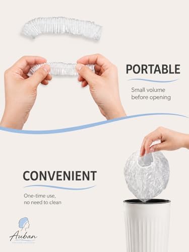 Auban 100PCS Disposable Shower Caps Independent Packing, Plastic Clear Hair Cap Large Thick Waterproof Bath Caps for Women, Travel Essentials Accessories (20.5") - Image 3