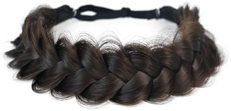 Synthetic Hair Braided Headband Classic Wide Strands Wedding Disorderly Fluffy Braids Wig Band Women Beauty Accessory（Chestnut Brown） - Image 4