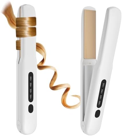Cordless Hair Straightener, Portable Flat Iron for Travel, 2 in 1 Hair Styling Tools for straightening and Curling, Lightweight on-The-go by Unknown