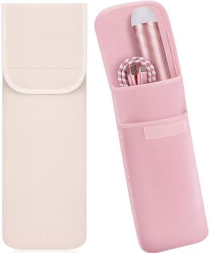 Shappy 2 Pieces Curling Iron Travel Bag Hair Tools Organizer Bag Heat-resistant Storage Pouch Case for Flat Irons Styling Tools Straightener(White, Pink) by Shappy