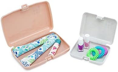 Caboodles Care Pack and Lil Bit Set | Mini Cosmetic Storage for Purse With Snap-Tight Latch, Silvery Grey Sparkle & Nude Sparkle - Image 3