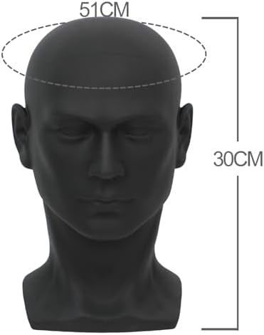 Male Mannequin Head Professional PVC Manikin Head for Display Wigs Hats Headphone Mask Sunglasses Scarf Jewelry Display Stand (Black Matte) - Image 2