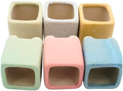 12-Pack 1.6" Modern Square Succulent Pots with Large Drainage Hole - Rustic Morandi Stone Textured Ceramic Planters, Mini Pots for Air Plants, Fairy Gardens (Slate Blue) - Image 5