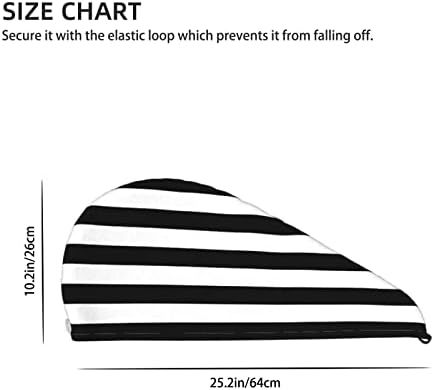 Black and White Stripe Hair Towel Wrap Microfiber Fast Drying Hair Turban with Buttons for Women Men Drying Curly, Long & Thick Hair - Image 4