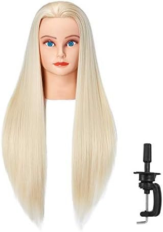 26-28'' Mannequin Head Synthetic Fiber Hair Styling Training Head Dolls for Cosmetology Manikin Maniquins Practice Head with Stand (6611W61320) by Hairlink
