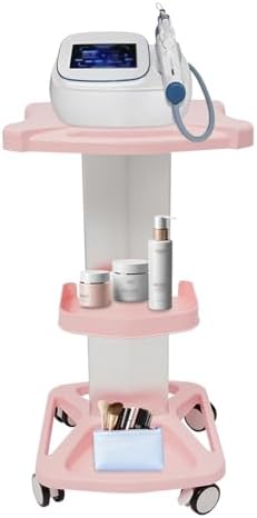 Pink Acrylic Salon Cart, Rolling Beauty Trolley with Wheels(28.74" H) by REBaiYU