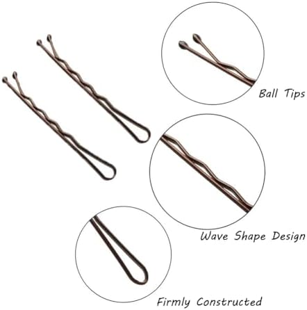 2 Inch Brown Hair Bobby Pins Metal Clips Twisted Spiral Curved Ball Tips Non-slip Decorative Long Short Women Girls Nickel Free Hairdressing Wedding Accessories with Case 100 PCS - Image 3
