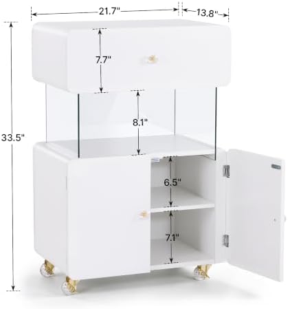 BarberPub Storage Rolling Salon Trolley with Glass Shelf, Utility cart 2098 - Image 3