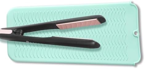 Heat Resistant Silicone Hair Iron Mat, Portable Hot Hair Tools Pad Travel Organizer Pouch for Curling Irons, Flat Irons, Hair Straightener and Hair Styling Tools (Cyan) - Image 2