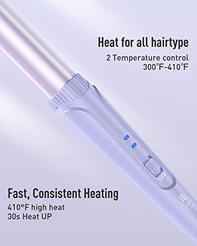 Waver Curling Iron Wand - BESTOPE PRO 5 in 1 Curling Wand Set with 3 Barrel Hair Crimper for Women, Fast Heating Crimper Wand Curler in All Hair Type, Women Gifts - Purple - Image 5