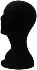 Foam Head Model for Wig and Hat Display, Flocked Mannequin Head Stand for Salon Styling, DIY Prop with Stable Base Black by WelcometoFianao