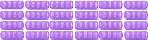 Self Grip Small Hair Rollers for Heatless Curls (0.8" x 2.43", Purple) – Plastic Curlers for Women & Girls – DIY Salon Styling for Short & Medium Hair, 24 Pack by Bexter