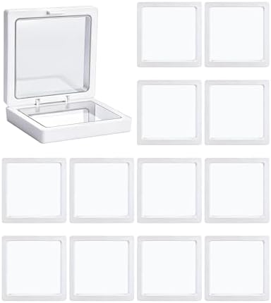 12 Pcs 3D Floating Frame Display Case 2.8 x 2.8 x 0.8 Inch White by LLKJHGE