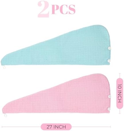 MaopaoBeauty Microfiber Hair Towel Wrap - 2Pack Hair Head Drying Curly Fast Absorbent Dry Anti Frizz Twist Plopping Long Shower for Women (2Packs,Green and Pink,10.6x27.5inch) - Image 2