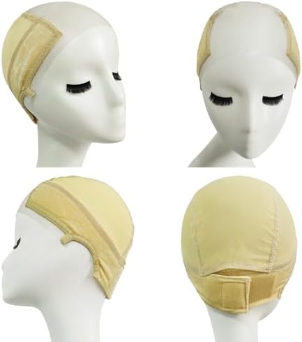 Lace Wig Grip Cap with 4 Pcs HD Wig Caps, 4x5 Transparent Lace Wig Caps for Women Lace Front, Non Slip, Adjustable Grip Cap for Glueless Wigs, Beige - Image 5