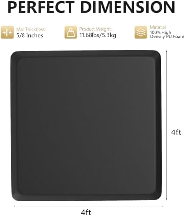 OmySalon Premium Salon Mat for Hair Stylist Standing 4’x4’x5/8’’, Anti Fatigue Barber Floor Mat Without Cutout, Enhanced Durability & No Curl Design - Image 6