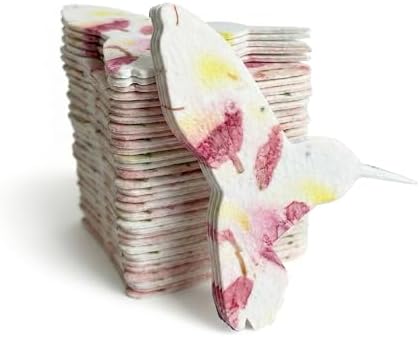 24 Pink & Yellow Hummingbird Plantable Memorial Gift Tags by SeedBloom