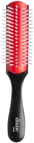 Diane Pro Mini Nylon Pin Styling Hairbrush for Detangling, Separating, Shaping, and Defining Wet or Curly Hair, Heat-Resistant, Anti-Static, Travel Essential, Black/Red by Diane