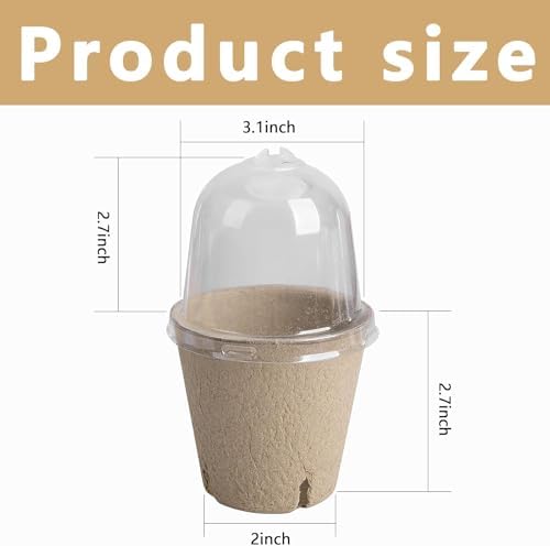 40 Packs Biodegradable Pots with Humidity Dome, 3.1" Seed Starter Peat Pots - Image 2