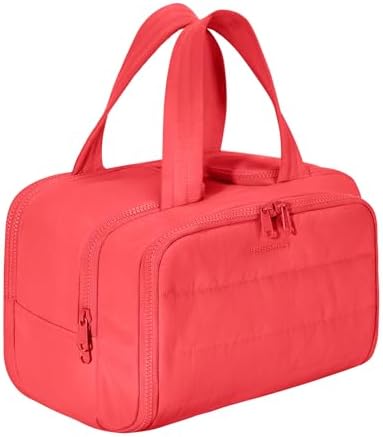 BAGSMART Travel Toiletry Bag, Puffy Toiletry Bag for Women, Wide-open toiletry bags for traveling, Large Travel Cosmetic Makeup Bag Organizer for Accessories,Toiletrie (g-Bright Red) by BAGSMART