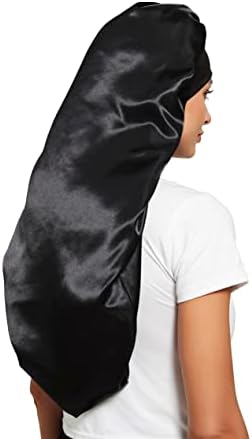 Wbfwbb 2 Pcs Silk Bonnet for Women Satin, Soft Elastic Band Silky Sleeping Cap Big Bonnets for Braids Black,Brown - Image 7