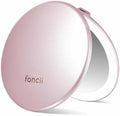 Fancii Taylor LED Lighted Travel Makeup Mirror, Rechargeable with 10x/1x Magnifying & 3 Light Settings - Compact, Portable, Large 5” Wide Hand Mirror for Handbag and Purses (Rose Gold) by Fancii
