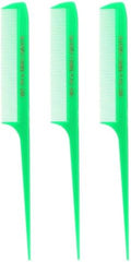 Allegro Combs 441 Rat Tail Combs Braiding Parting Fine Teeth Rattail Set For Hair Styling For Hair Coloring 3 Units (Neon Green) by AllegroCombs