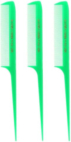Allegro Combs 441 Rat Tail Combs Braiding Parting Fine Teeth Rattail Set For Hair Styling For Hair Coloring 3 Units (Neon Green) by AllegroCombs