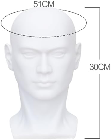 Male Mannequin Head Professional PVC Manikin Head for Display Wigs Hats Headphone Mask Sunglasses Scarf Jewelry Display Stand (White Matte) - Image 2