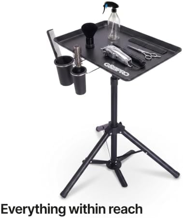 G&BPRO PRO Ready Tray, Portable Barber Tray with Adjustable Tripod Base for Barbers, Hairstylists & Makeup Artists, Professional Salon Tool Organizer with Carry Bag (Silver) - Image 2