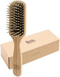 TEK | Rectangular Wooden Hair Brush Medium with Short Rounded Teeth in Natural Ash Wood, Ideal for Detangling, Styling and Daily Care of Short and Medium-Lenght Hair | 22x5.5cm | Handmade in Italy by Tek