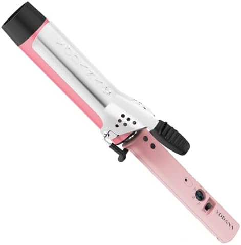 vodana GlamWave Ceramic Hair Curler 1.6 inch - Shiny & Damage-Free Natural Waves with All-Day Hold | Advanced Double Ceramic Coating with Rapid Instant Heat, Pink by vodana