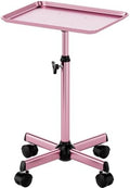 Salon Tray Cart Rolling Tray Spa Tray,Tattoo Tray Dental Tray Height Adjustable,Salon Tray on Wheels Premium Metal Rolling Trolley,Pink by LWADALN